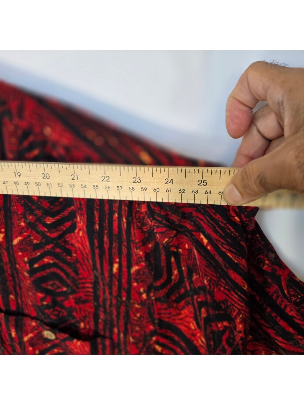 #0280 Puritan Men's 2XL Rayon Button-Up Shirt Red and Black Pattern - Picture 4 of 6